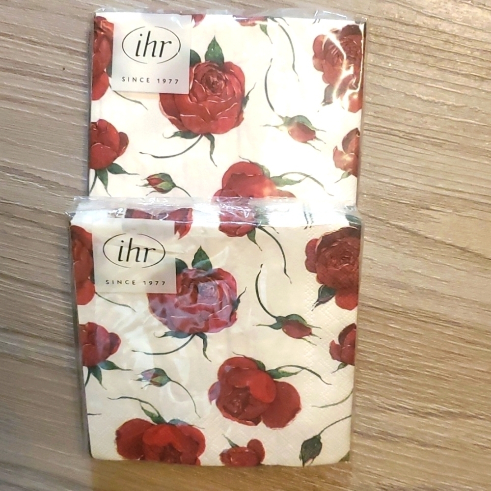 Red Rose Cocktail Napkins 20 napkins per package-Set of 2